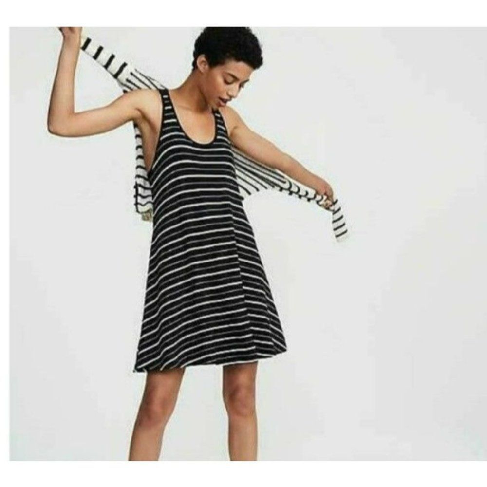 Lou & Gray Black Striped Dress Womens Size XS Sleeveless Slip Dress New